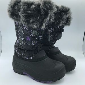 KAMIK Girls Sz 12 Snowgypsy Winter Snow Boots Purple Black Faux Fur Lined EUC
